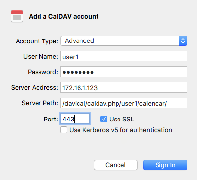 Add CalDAV account