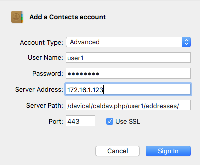 Add contacts account