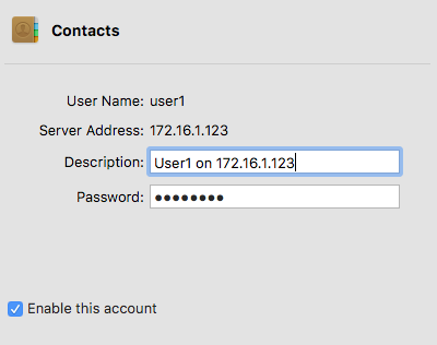 Contacts account description