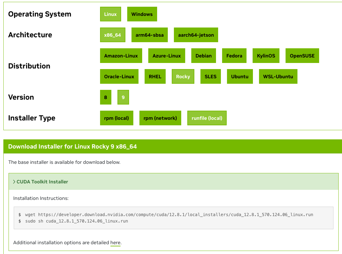 Installer: Linux, x86_64, Rocky, 9, runfile (local)